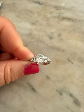 Classic Round Cubic Zirconia Halo Ring in Silver